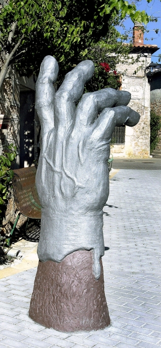 Escultura en cemento especial. Cabras. Ruta de las esculturas. Mecerreyes, Burgos