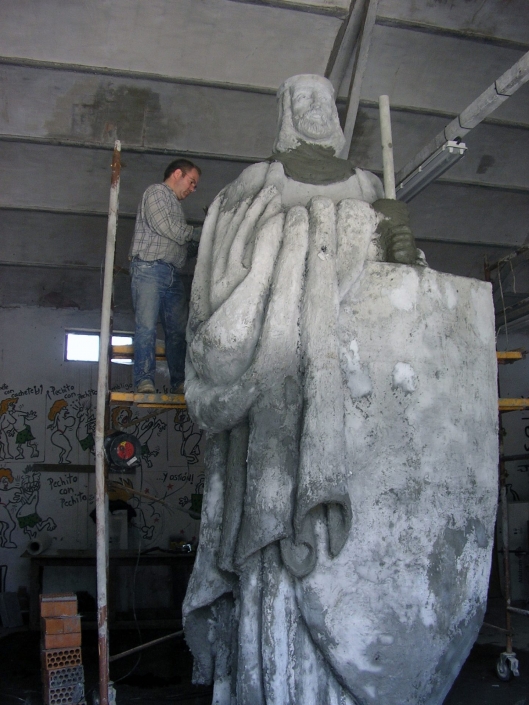 Escultura en cemento especial. El Cid. Mecerreyes. Burgos. Elaboración Angel Gil