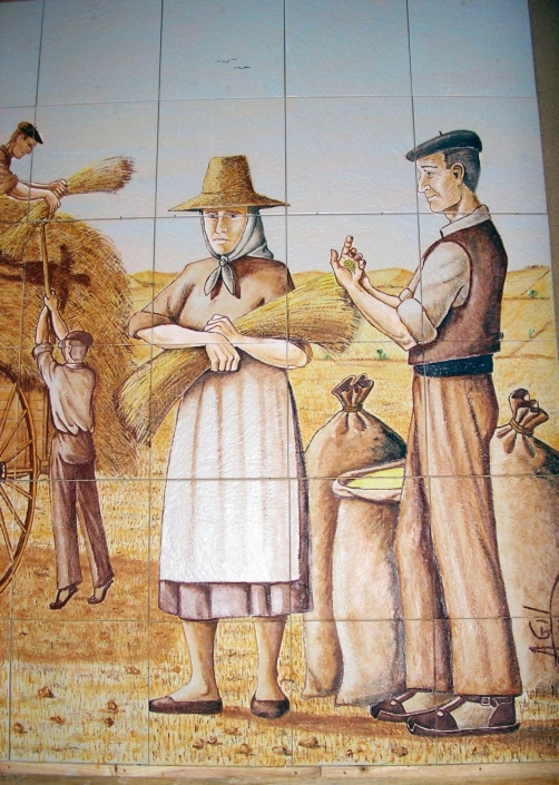 Mosaico de cerámica. Oficios del pueblo. Pedrosa de Duero. Burgos. Detalle 2