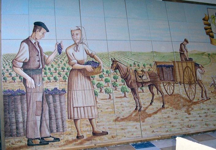 Mosaico de cerámica. Oficios del pueblo. Pedrosa de Duero. Burgos. Detalle
