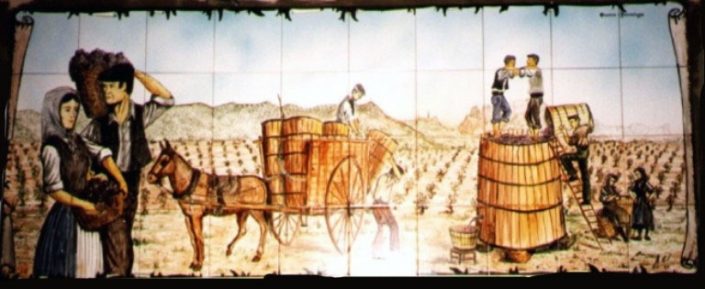 Mural de cerámica. La vendimia. La Bastida. La Rioja.