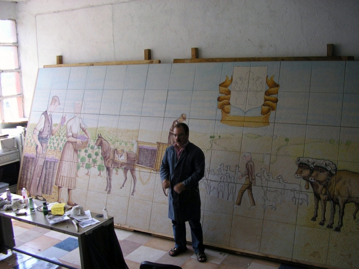 Realización de mural de cerámica esmaltada en el estudio
