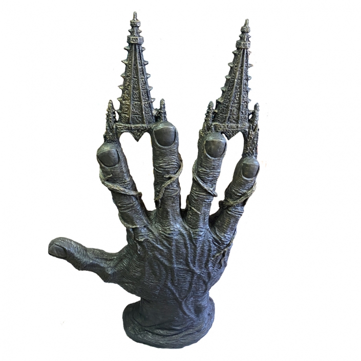 escultura mano catedral burgos vista desde arriba