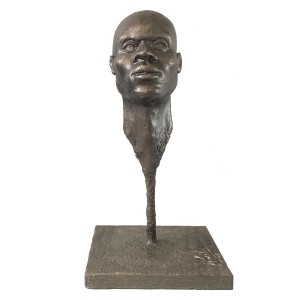 escultura busto joven africano frente
