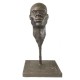 escultura busto joven africano frente