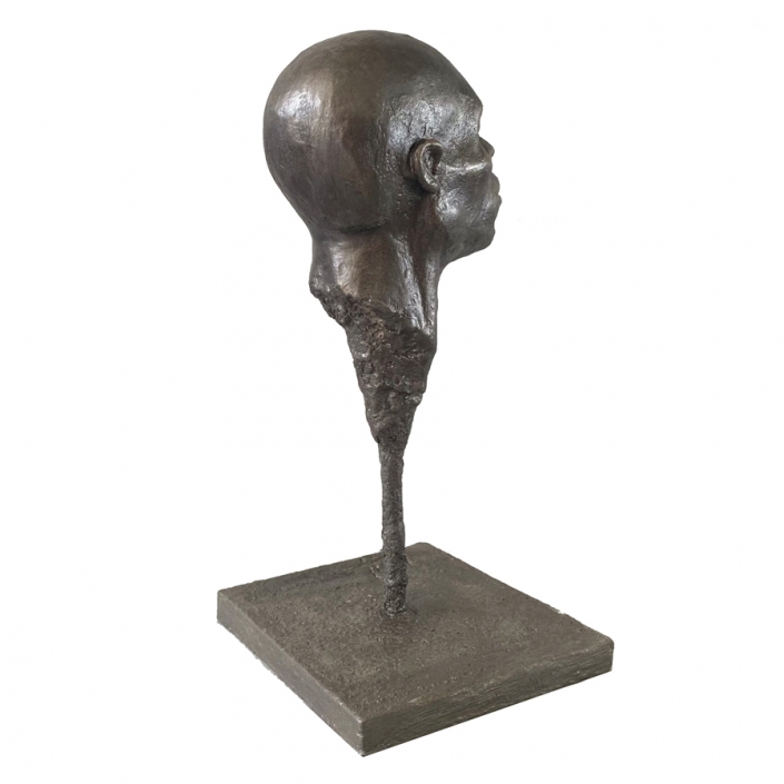 escultura busto joven africano vista trasera